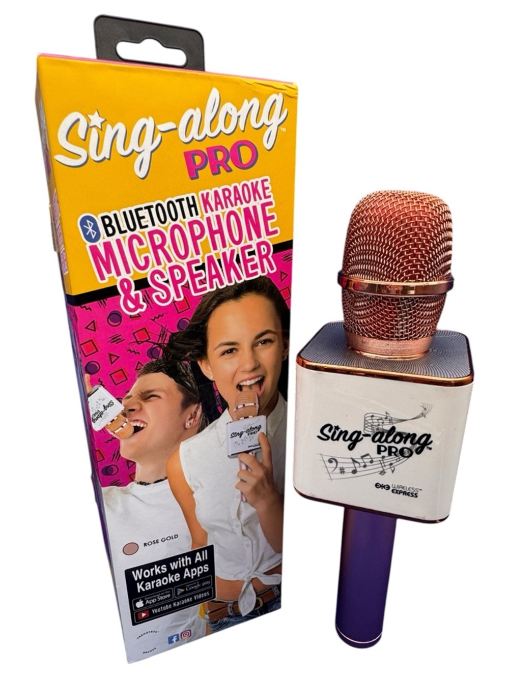 Sing-Along PRO Bluetooth Karaoke Microphone Speaker Rose Gold Wireless